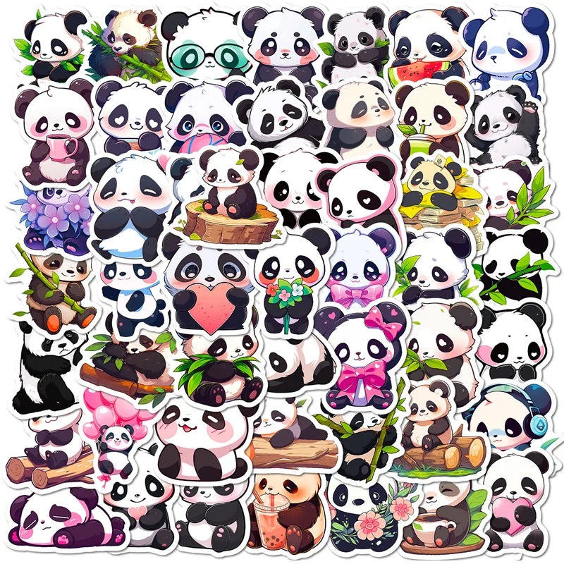 10/30/50PCS Cute Panda PVC Sticker Aesthetic Decoration Scrapbooking Korean Stationery DIY Hand Accounting School Supplies (ONLINE ORDER ONLY)