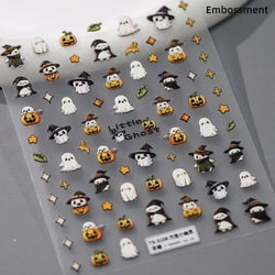 Cat Eye Halloween Terror Spider Cross Rose Love Heart Flower Snake Web Candy Bunny Thrilling Nail Art Stickers Manicure Decals (Online Order Only)