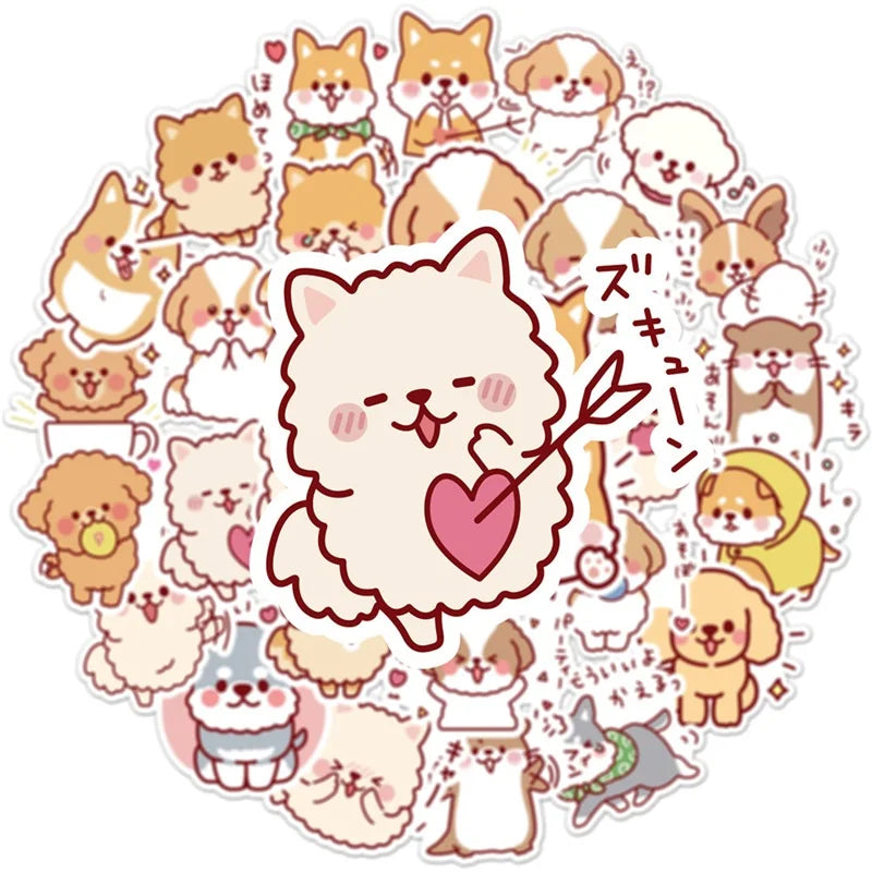 10/30/50PCS Kawaii Fluffy Dog Sticker Aesthetic Children's PVC Korean Stationery School Supplies Decoration Scrapbooking (ONLINE ORDER ONLY)