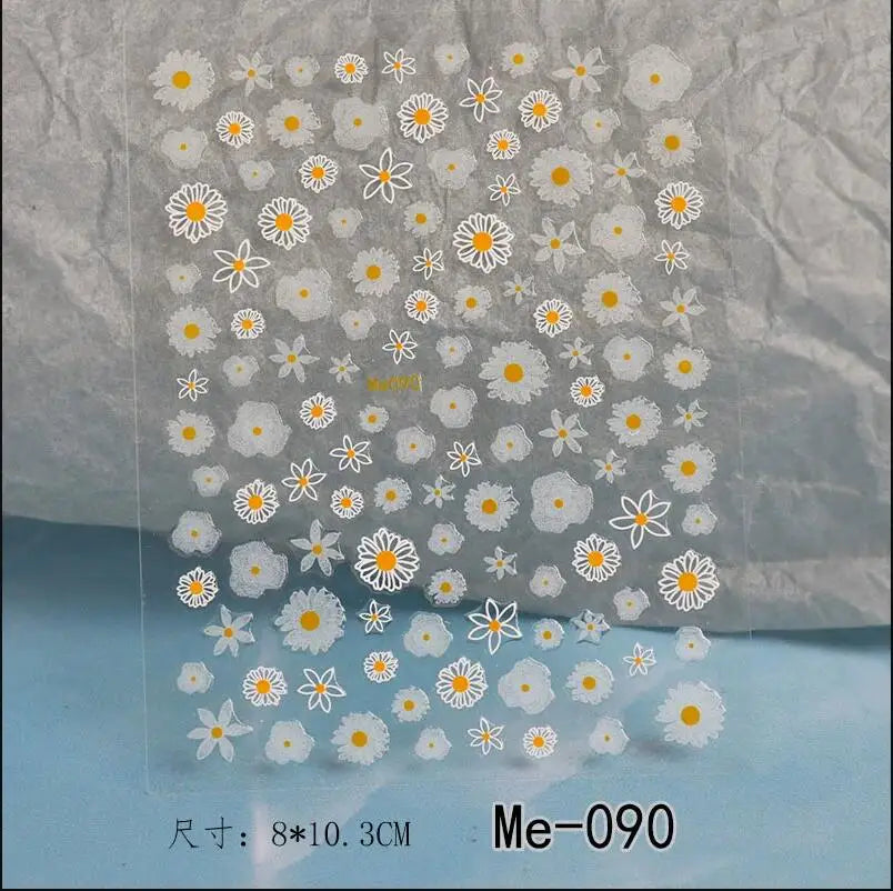 1PC Elegant 3D Daisy Flower Nails Art White Florals Petals Flowers Back Glue Nail Stickers Gel Polish Sticky Manicure Decoration (ONLINE ORDER ONLY)
