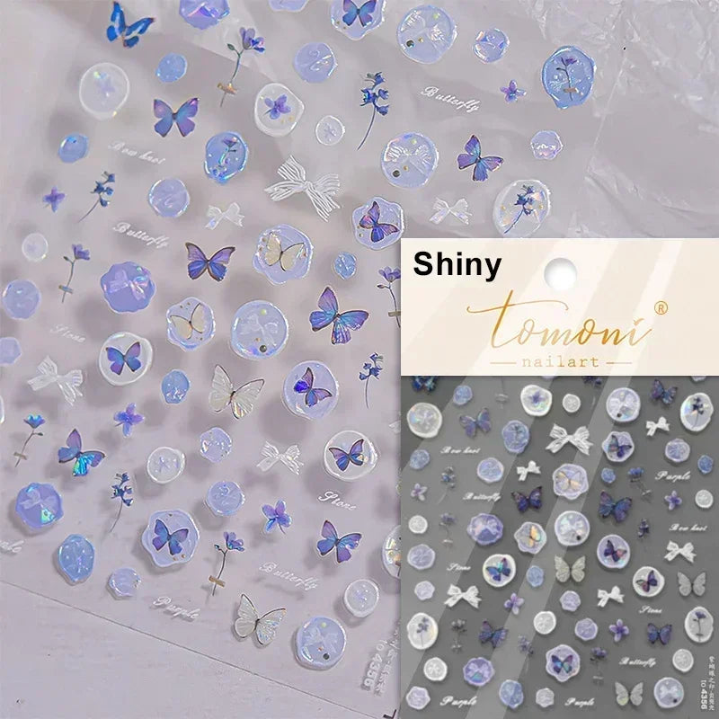 Dreamy Chic Butterfly Flower Bowknot Square Rhinestone Crystal 5D Self Adhesive Nail Art Stickers Fantasy Shiny Manicure Decals (ONLINE ORDER ONLY)
