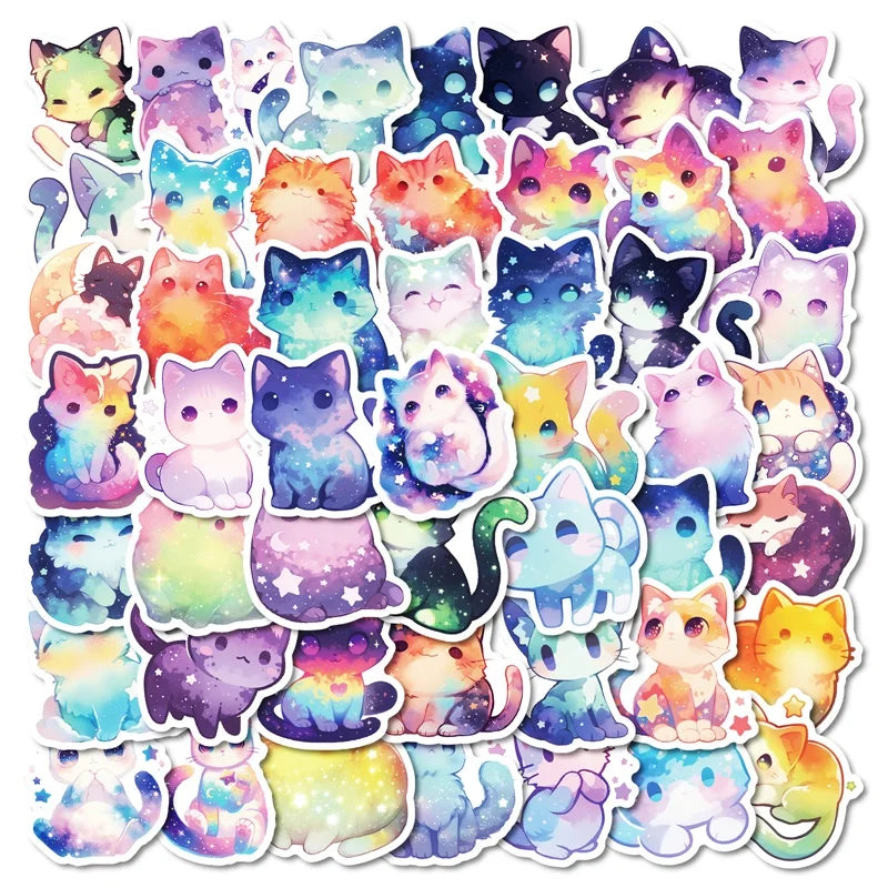 10/30/50PCS Cute Dream Star Cat Sticky PVC Sticker Aesthetic Stationery DIY Decoration Scrapbooking School Supplies for Kids (ONLINE ORDER ONLY)