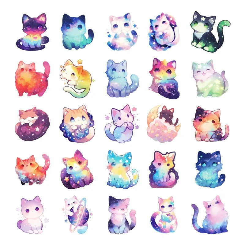 10/30/50PCS Cute Dream Star Cat Sticky PVC Sticker Aesthetic Stationery DIY Decoration Scrapbooking School Supplies for Kids (ONLINE ORDER ONLY)