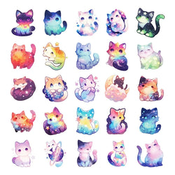 10/30/50PCS Cute Dream Star Cat Sticky PVC Sticker Aesthetic Stationery DIY Decoration Scrapbooking School Supplies for Kids (ONLINE ORDER ONLY)