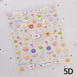 Bowknot Bear Cake Chocolates Food Star Cherry Apple Cook Love Heart Adhesive Nail Art Sticker Rhinestone Reliefs Manicure Decal (ONLINE ORDER ONLY)