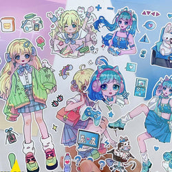 Korean ins Cute Pretty Girls Sticker Diary Scrapbooking DIY Album Decoration Sticker Aesthetic Personalized Kawaii Stationery (Online Order Only)