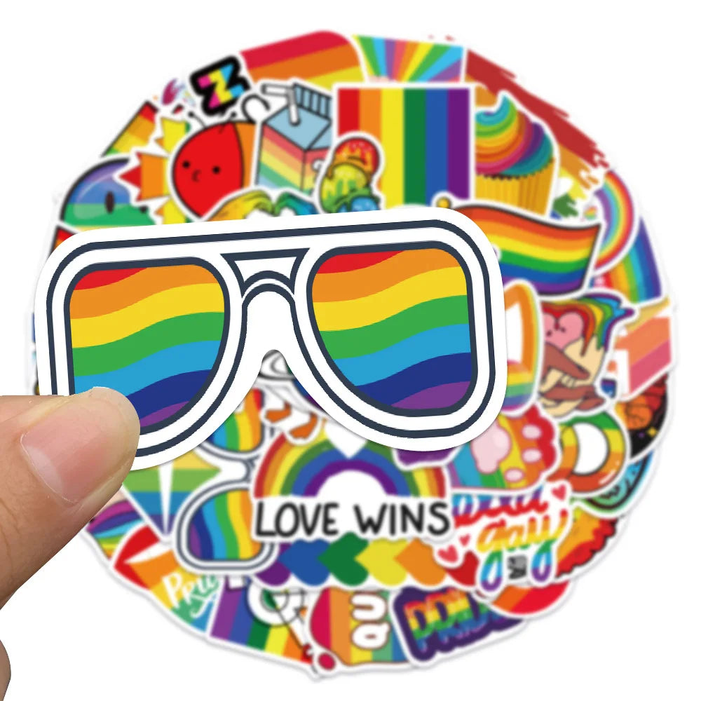 10/30/50Pcs Colorful Rainbow Funny LGBT Gay Pride Stickers On Skateboard Guitar Motorcycle Car Scrapbooking Laptop Suitcase Toys (ONLINE ORDER ONLY)