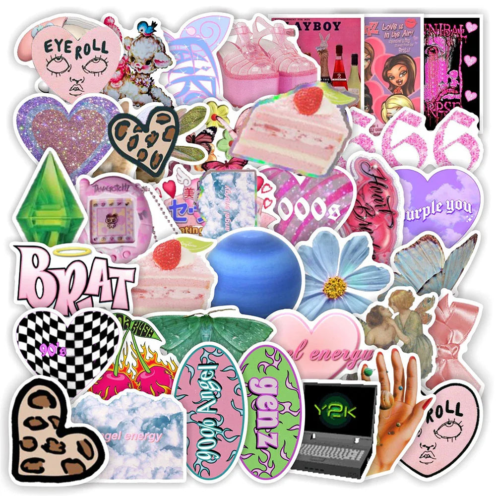Holographic Laser Cartoon Stickers 10/30/50pcs Aesthetic Decals DIY Luggage Skateboard Graffiti Kids Toy (ONLINE ORDER ONLY)