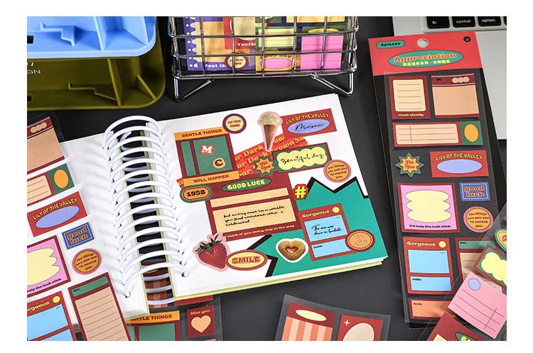 6pcs/lot Inspiration Records Series Writable Sticker Diary Scrapbooking Collage Sticky Note Decoration Sticker Kawaii Stationery (Online Order Only)