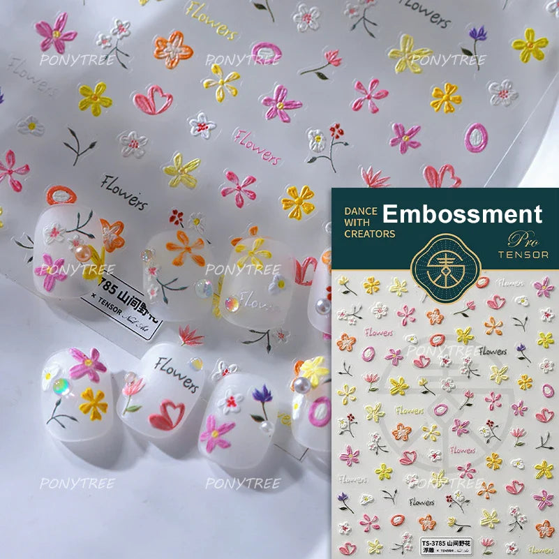 Romantic Cherry Blossom Sakura Flower Petal Leaf Self Adhesive Nail Art Stickers Rhinestone Shiny Flat Petalage Manicure Decals (ONLINE ORDER ONLY)