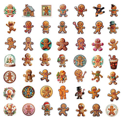 10/30/50PCS Christmas Gingerbread Man Cartoon Stickers Decals Gift Waterproof Laptop Luggage Fridge Phone Suitcase Bike DIY Toys (Online Order Only)