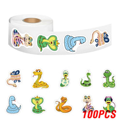 100-500pcs Cute Cartoon Snake Stickers for Laptop Phone Stationery Cup Scrapbook DIY Animals Kids Reward Sealing Label Sticker (ONLINE ORDER ONLY)