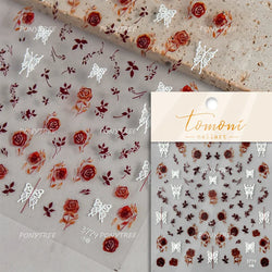 Watercolor Style Colourful Rose Flower Embossment Romantic Garden 5D Self Adhesive Nail Art Decoration Stickers Manicure Decals (ONLINE ORDER ONLY)