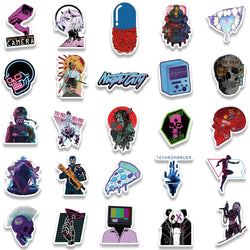 10/25/50Pcs Cartoon Cool Cyberpunk Sticker Packs (ONLINE ORDER ONLY)