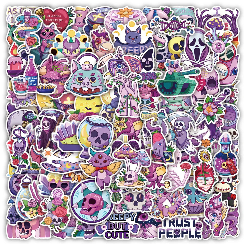 10/30/50/100PCS Cute Gothic Artistic Horror Halloween Stickers Cartoon Decal Laptop Phone Luggage Funny Cool Sticker for Kid Toy (ONLINE ORDER ONLY)