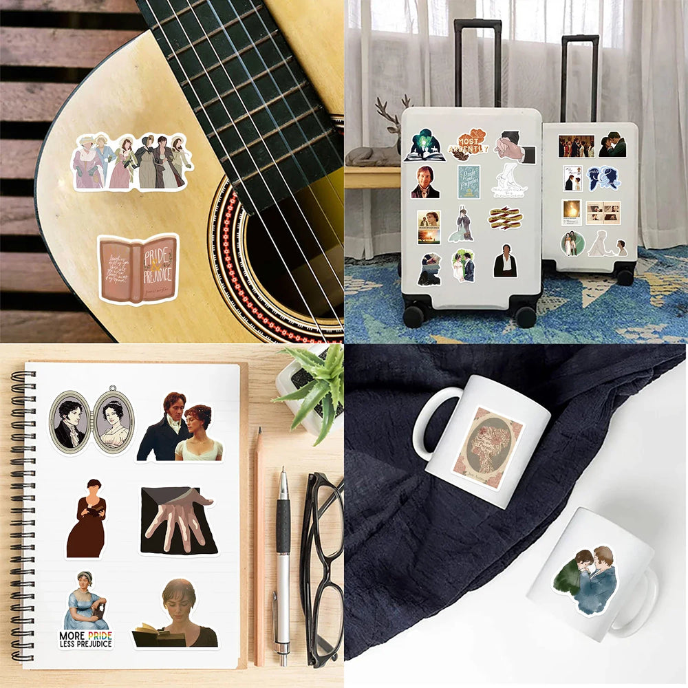 50PCS New INS Pride And Prejudice Stickers Cartoon Creative Toys iPad Desk Car Chair Decoration Waterproof Sticker Decals (ONLINE ORDER ONLY)
