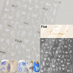 Dried Flowers Rose Butterfly Love Heart Golden Stroke Flying Crane Silver Adhesive Nail Art Stickers Rhinestone Manicure Decals (ONLINE ORDER ONLY)