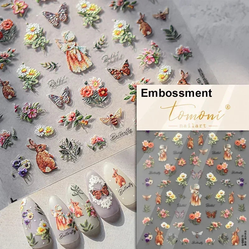Dreamy Chic Butterfly Flower Bowknot Square Rhinestone Crystal 5D Self Adhesive Nail Art Stickers Fantasy Shiny Manicure Decals (ONLINE ORDER ONLY)