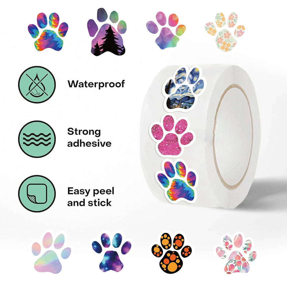 100-500pcs Creative Dog Paw Stickers Children Learning Reward Stationery Sticker Fashion Office School Decoration Seal Stickers (ONLINE ORDER ONLY)