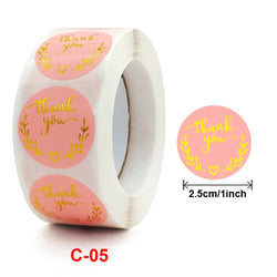 50-500pcs Labels 1inch Round Gold Foil Thank You Stickers For Cards Envelope Sealing Label Stickers Wedding Party Gift Sticker (ONLINE ORDER ONLY)