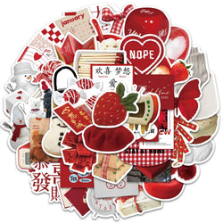 10/30/50PCS 2023 New Year Red Stickers Ins Style Cartoon Decals Toys For Kids DIY Skateboard Luggage Phone Suitcase Wall Sticker (Online Order Only)