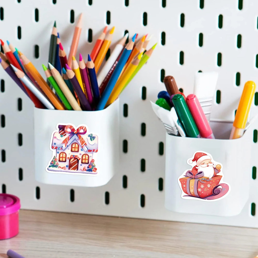 50pcs New Year Merry Christmas Stickers Santa Claus Snowman Children Gift Decal Skateboard Suitcase Sticker for Kids﻿ (ONLINE ORDER ONLY)