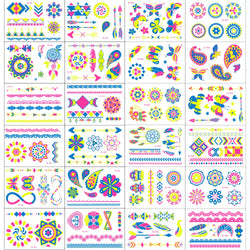 1pc Bohemia Fluorescent Sticker Luminous Temporary Tattoos Stickers UV Glow Fluorescent Tattoo Waterproof For Body Art Decals *& (Online Order Only)