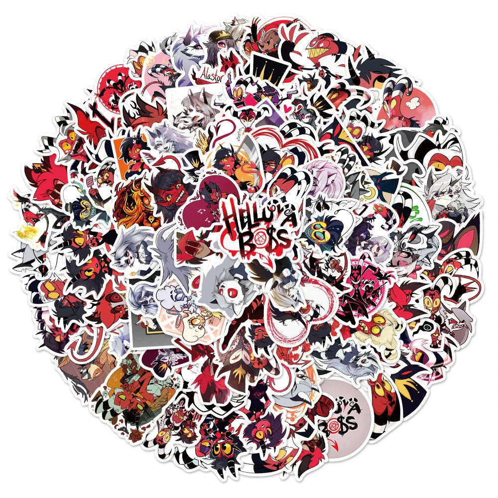 10/30/50/100pcs Anime HELLUVA Boss Graffiti Waterproof Stickers Notebook Laptop Suitcase Phone Cool Cartoon Sticker Kids Toys (Online Order Only)