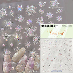 Shiny Pink Silver Hot Stamping Snow Adhesive Nail Art Sticker Snowflake Rhinestone Manicure Decal Nail Supplies for Professional (Online Order Only)