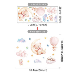 Cute Bear Moon Stars Wall Sticker for Kids Room Decor (Online Order Only)