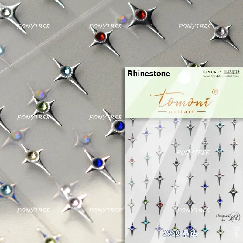 Silver Star Moon Clock Watch Cherry Love Heart Bowknot Gird Irregular Lines Dot Liquid Lava Nail Art Stickers Manicure Decals (ONLINE ORDER ONLY)