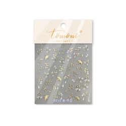 Dried Flowers Rose Butterfly Love Heart Golden Stroke Flying Crane Silver Adhesive Nail Art Stickers Rhinestone Manicure Decals (ONLINE ORDER ONLY)