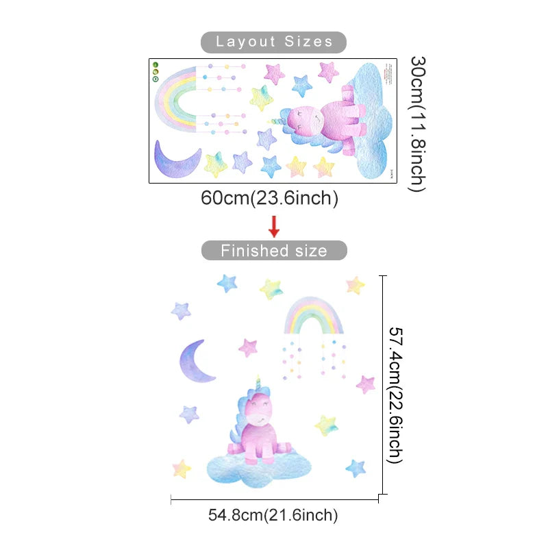 Unicorn Wall Stickers for Kids Room Decor (ONLINE ORDER ONLY)