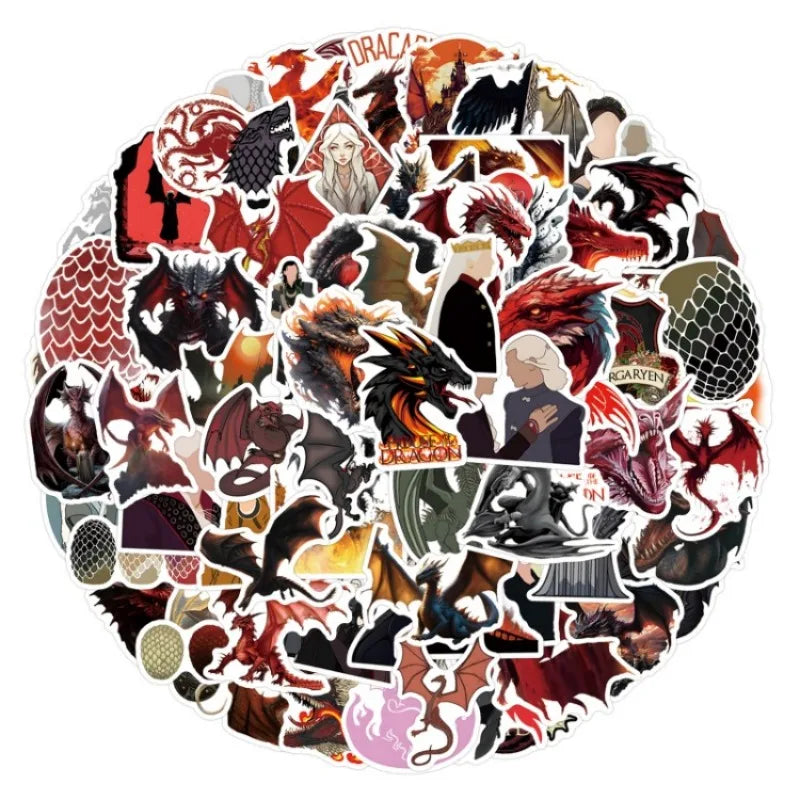 55pcs House of The Dragon Stickers for Laptop, Phone, Water Bottle, Suitcase, and More (ONLINE ORDER ONLY)