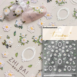 Red Azalea Rose Peony Crane Warbler Bird Fish Lily Chicken Rabbit Lobster Flower Retro Chinese Nail Art Sticker Decoration Decal (Online Order Only)