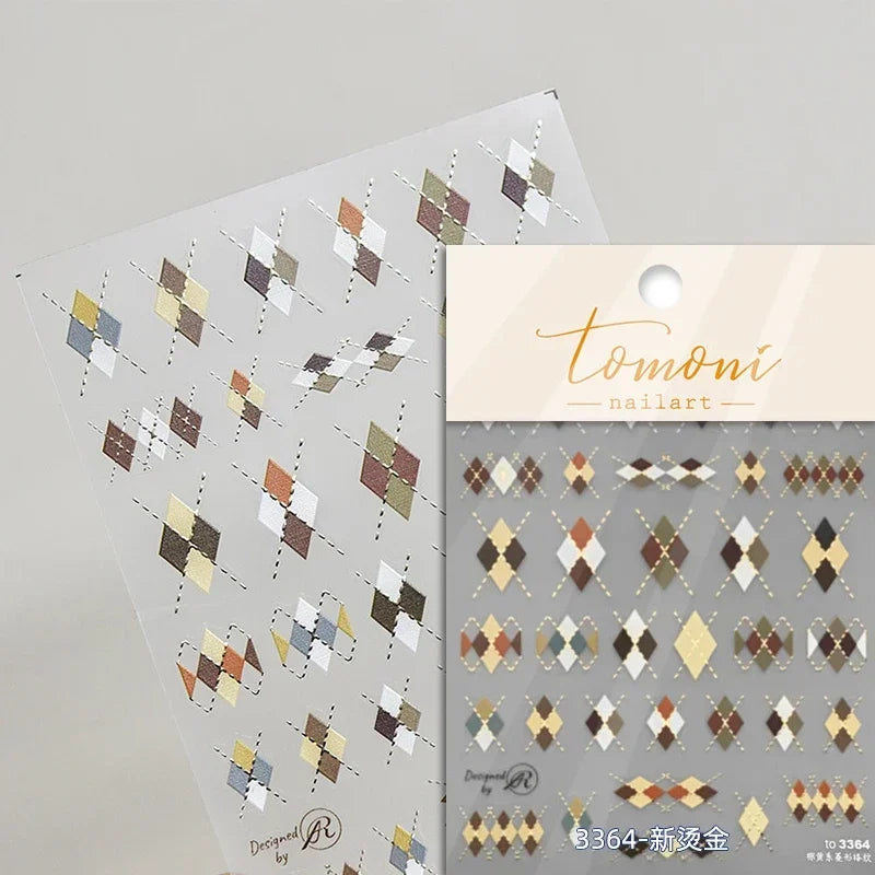 Shiny Colorful Color Block Fragment Square Fragment Grid Rhombus 3D Self Adhesive Nail Art Stickers Rhinestone Manicure Decals (Online Order Only)