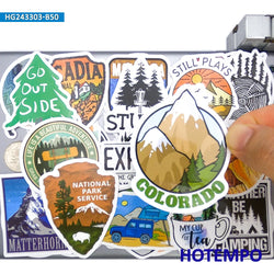 20/30/50Pieces Travel Stickers Camping Climbing Hiking Forest Explore Outside Trip for Phone Motorcycle Car Bike Laptop Sticker (Online Order Only)
