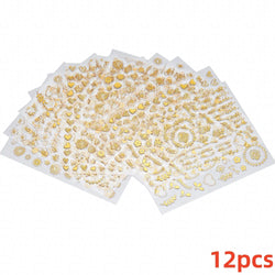 12PCS White Flowers Leaves 3D Nail Stickers Star/Moon/Sun Nail Art Decoration Decals Geometric Flower Stickers Nail Art Supplies (ONLINE ORDER ONLY)