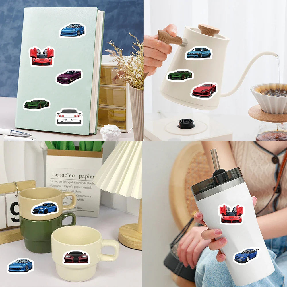 500pcs Cartoon JDM Racing Car Graffiti Stickers Roll Waterproof Cool DIY Luggage Skateboard Laptop Kids Sticker Toys Gifts (ONLINE ORDER ONLY)