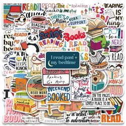 10/30/50PCS Cute Book Reading Stickers Inspirational English Phrase Decals DIY Scrapbook Laptop Fridge Phone Luggage Car Sticker (ONLINE ORDER ONLY)