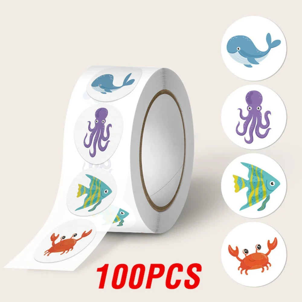 100-500pcs Cartoon Animal Reward Sticker Label Thank You Cute Game Sticker DIY Gift Sealing Label Decoration Supple (ONLINE ORDER ONLY)