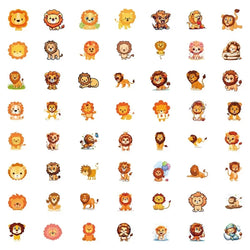 55pcs Cute Lion Stickers for Laptop, Phone, Car, Scooter, Suitcase, Water Bottle, Stationery, Refrigerator Decoration (ONLINE ORDER ONLY)