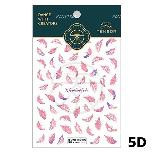 Transparent Purple Pink Gradient Wing Pinion Feather Housefly Wings Shiny Adhesive Nail Art Decoration Stickers Manicure Decals (ONLINE ORDER ONLY)