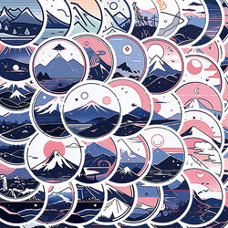 Cartoon Mountain Landscape Aesthetic Stickers Waterproof for Laptop Luggage Phone Guitar Car 10/30/50pcs (Online Order Only)