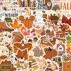 50pcs Dream Fall Maple Leaves Autumn Sticker Travel Suitcase Phone Laptop Luggage Classic Stickers Home Decor Diy Kids Girl Toys (ONLINE ORDER ONLY)