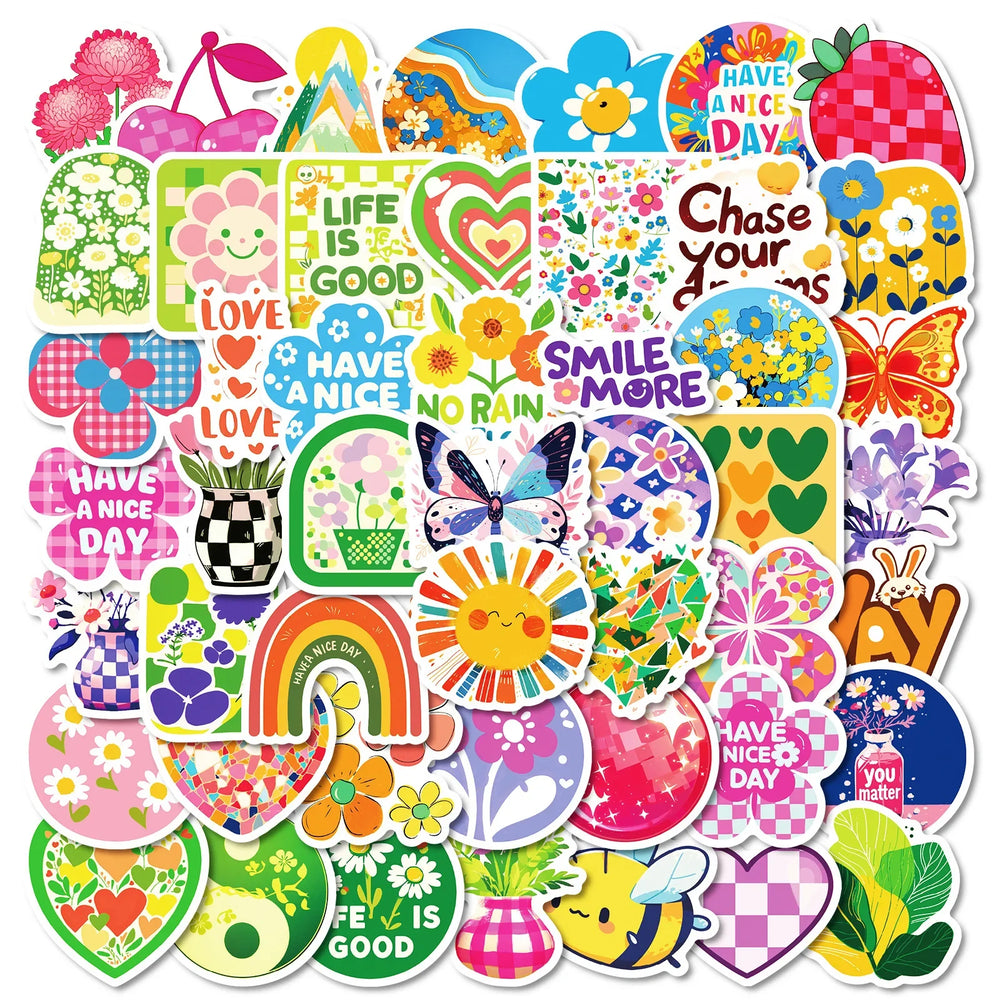 50Pcs Cute Cartoon Graffiti Stickers for Helmet, Wall, Desktop Decoration (Online Order Only)