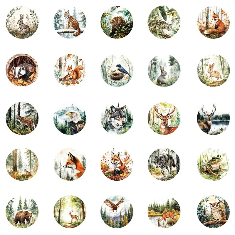 10/30/50PCS Kawaii Round Animal Sticky PVC Sticker Aesthetic Stationery DIY Decoration Scrapbooking School Supplies for Kids (ONLINE ORDER ONLY)