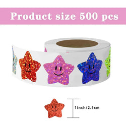 100-500pcs Holographic Star Reward Stickers Corlorful Adhesive Star Stickers Reward Chart Decorative Toy Gifts Sticker Labels (ONLINE ORDER ONLY)