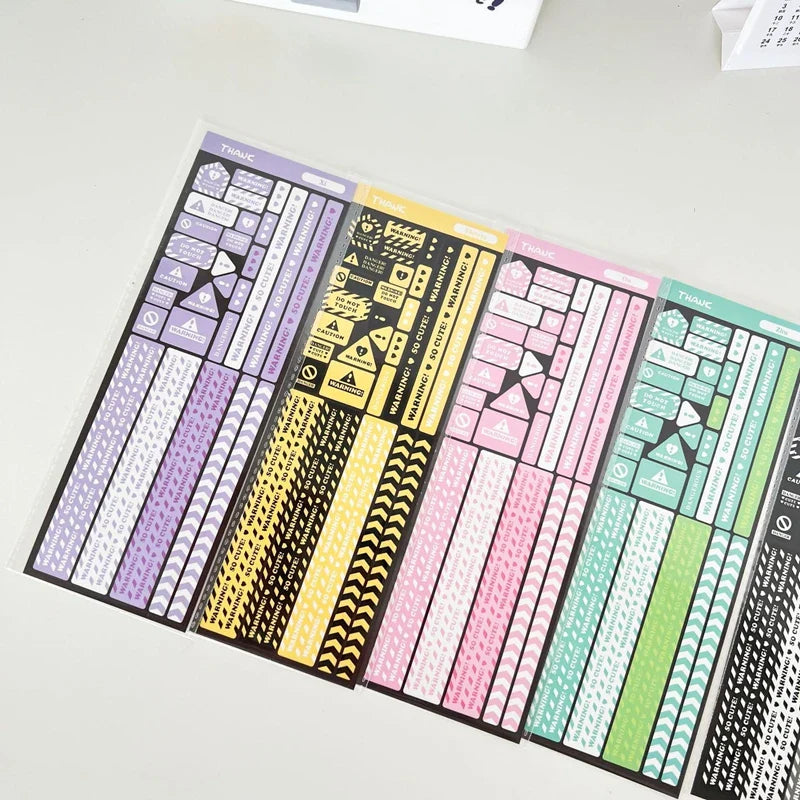 Korean Ins Cool Warning Strip Sticker Diary Hand Account Idol Card DIY Album Decoration Scrapbooking Stickers Kawaii Stationery (Online Order Only)