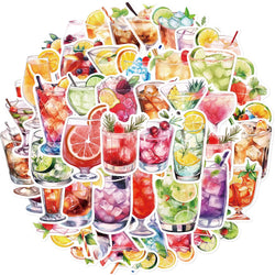 Watercolor Cocktail Glass Stickers Decal Set (10/30/50Pcs) for Laptop, Motorcycle, Luggage, Snowboard, Fridge, Car (ONLINE ORDER ONLY)